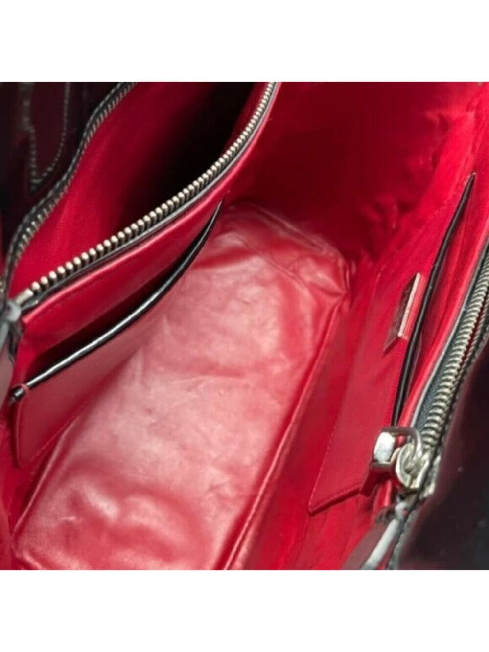 Authentic Prada Patent Leather Studded Tote Black Spazzolato Shoulder Bag - Picture 14 of 16